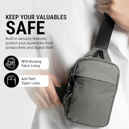 Travel Sling Bag for Men & Women, Anti-Theft RFID Blocking Crossbody Bags - color: Gray Standard