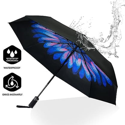 SY COMPACT Travel Umbrella for Rain, Windproof Automatic Compact Umbrella - color: lucite