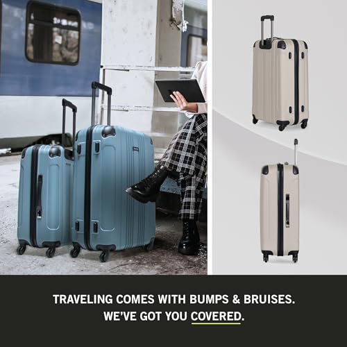 Kenneth Cole REACTION Out of Bounds Lightweight Hardshell 4-Wheel Spinner Luggage, Mushroom, 2-Piece Set (20" & 28") - color: Mushroom, size: 2-Piece Set (20" & 28")