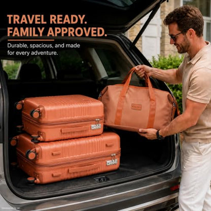 CONCEPTEN Luggage Sets 5 Piece, ABS+PC Hardshell Suitcases with Wheels - color: Tangerine, size: 5 Piece Sets (20/24/28/Db/Tb)