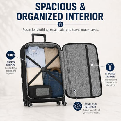 Mirage Grace 4 Piece Expandable Softside Luggage Set, Black - color: Black