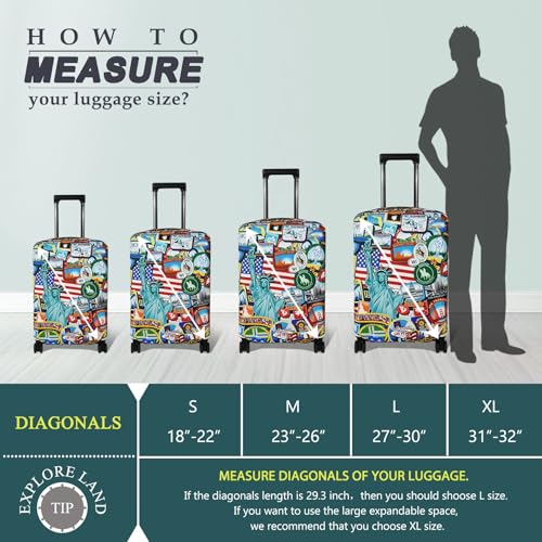 Explore Land Luggage Cover Fits 31-32 inch Case (Statue of Liberty, XL) - color: Statue of Liberty, size: XL
