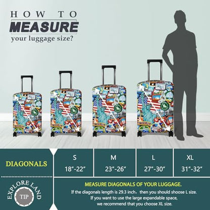 Explore Land Luggage Cover Fits 18-22 inch Case (Statue of Liberty, S) - color: Statue of Liberty, size: S