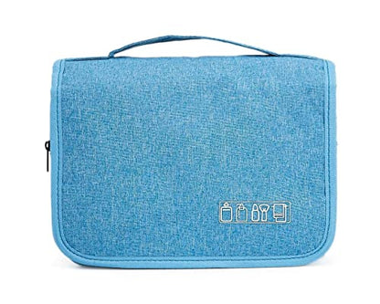 Sechunk Toiletry Bag Water-Resistant Makeup Cosmetic Bag Travel Organizer for Accessories Travel Bag with Hanging Hook - color: Blue