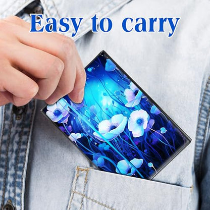 Metal RFID Accordion Card Holder,Purple Flowers - color: Purple Flowers