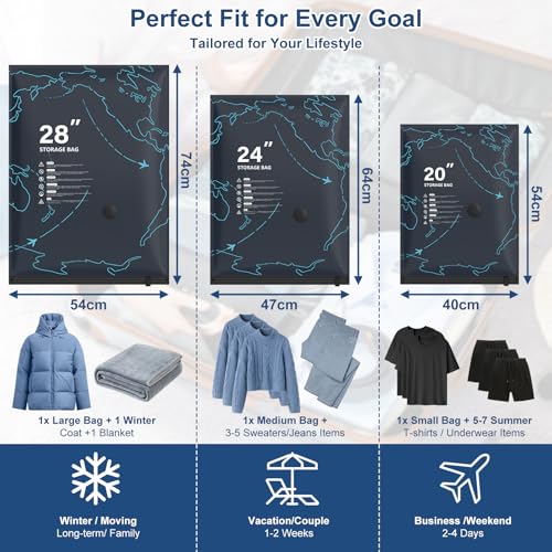 Vacuum Seal Bags for Travel with Pump - 12 Pack Luggage Vacuum Bags