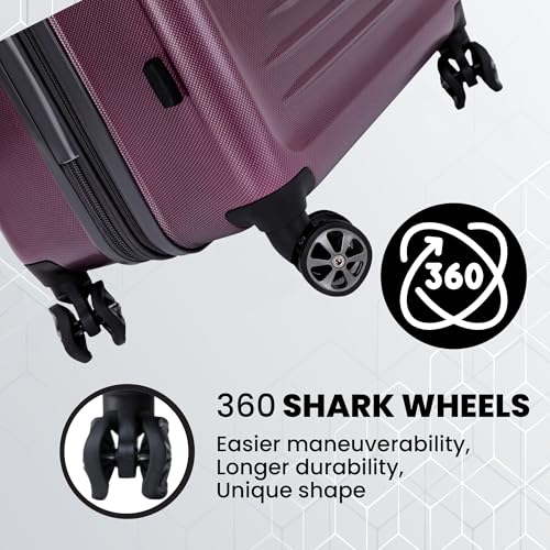 Spyder Rails 25 Inch Expandable Hardside Checked Suitcase with 360° Spinner Wheels, TSA Approved Lock - color: Burgundy, size: Medium Checked