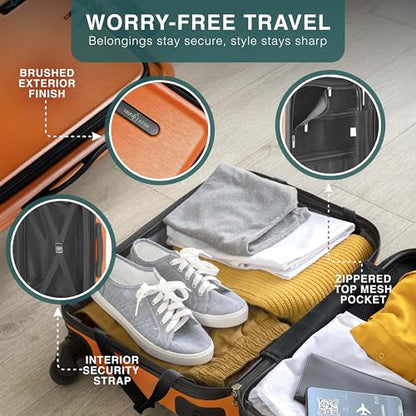 TRAVELARIM 24 Inch Checked Luggage with Spinner Wheels, Medium Suitcase - color: Orange, size: Medium 24-Inch Checked