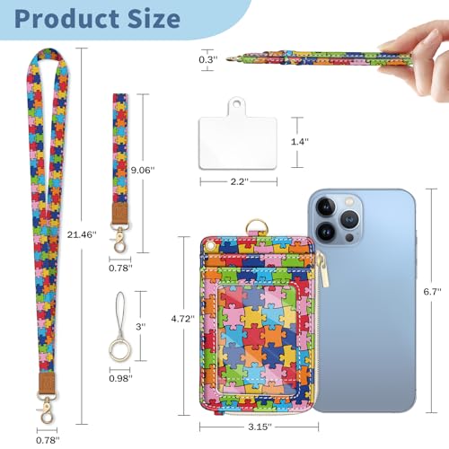 Autism Awareness Lanyard Wallet with Id Badge Holder Keychain Card - color: Autism Awareness