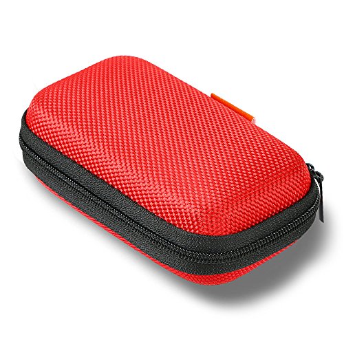 Red Rectangle Small EVA Case, Lightweight Hard Shell Zipper Pouch - color: Red