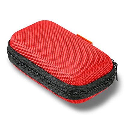 Red Rectangle Small EVA Case, Lightweight Hard Shell Zipper Pouch - color: Red
