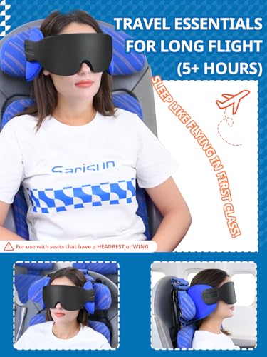 SARISUN Travel Pillows for Airplanes, Stable Head Support, Travel Essential - color: Mottled Black
