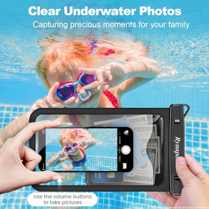 Rynapac Large Waterproof Phone Pouch Up to 10", 2 Pack IPX8 Protector Pouch - color: [Iridescent + Iridescent] Large Waterproof Pouch, size: Extra Large [10-inch]