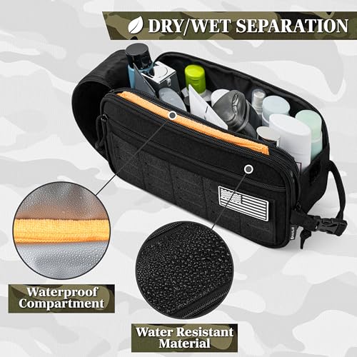 PAVILIA Tactical Toiletry Bag Men, Water Resistant Molle Military, Black XL - color: Black, size: Extra Large