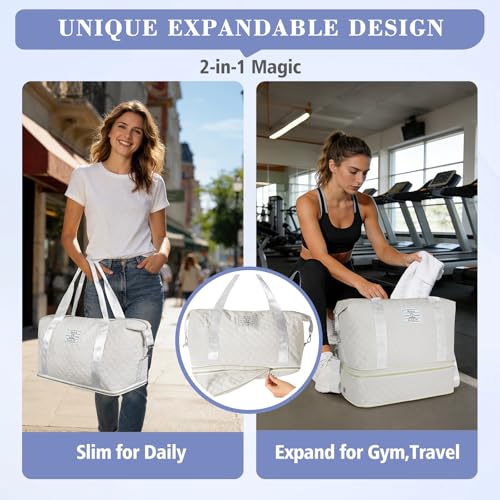 Geestock Travel Duffle Bag - Weekender Overnight Bags for Women, White - color: White