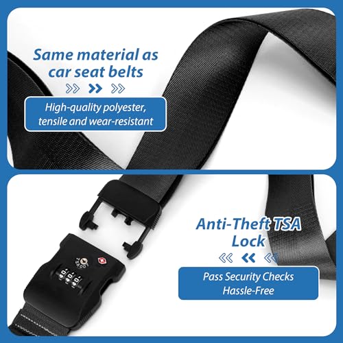 TSA Approved Luggage Straps with Combination Lock, Cross Black - color: Cross Black