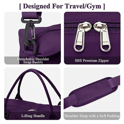 Travel Duffel Bag with Shoes Compartment,Weekender Bags for Women Travel - color: Dark Purple, size: Large
