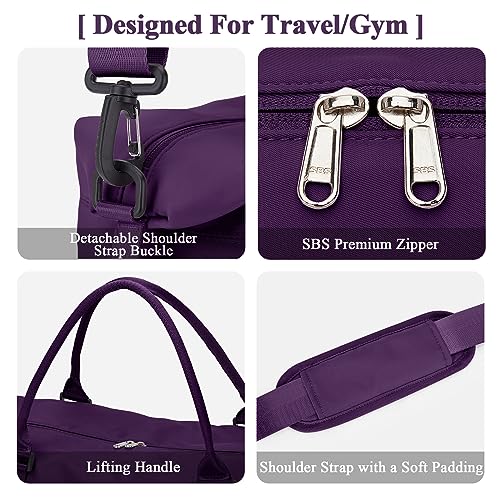 Travel Duffel Bag with Shoes Compartment,Weekender Bags for Women Travel - color: Dark Purple, size: Large