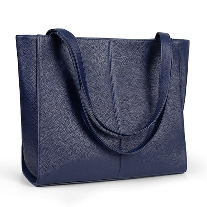 befen Genuine Leather Tote Bag for Women Work Travel Leather Purse Handbags - color: Navy Blue