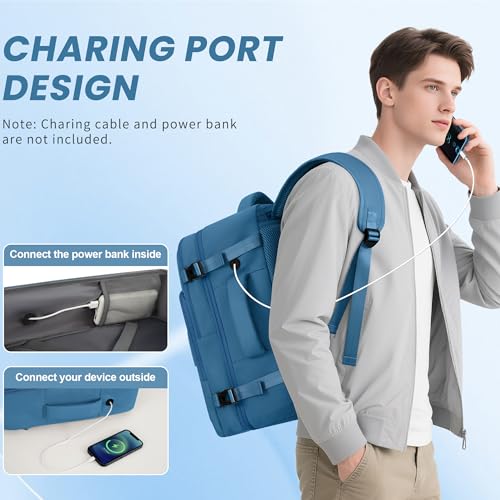 Sinaliy Travel Backpack for Men Women, Airline Approved Personal Item Bag - color: Deep Blue, size: Large