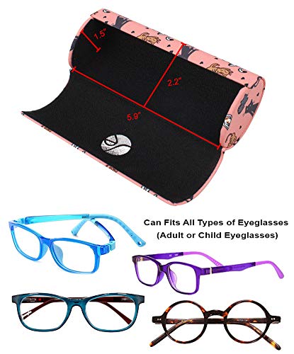 JAVOedge [3 PACK], Various Pattern Long Oval Hard Glasses Case Includes Microfiber Cleaning Cloth - color: Multi-color (Cats)