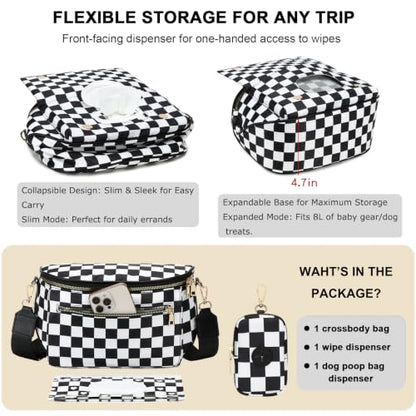 Small Diaper Bag Fanny Pack with Wipes Dispenser for Travel & Quick Trips - color: #180 Pure Black