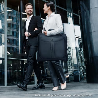 ZEGUR Premium travel garment bag. Carry-on for Men & Women. Hangs 4 Items - color: Black