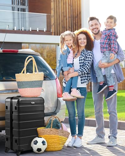 Suitour Luggage Sets 3 piece, Hardside Lightweight Suitcase sets with Spinner Wheels,TSA Lock,20/24/28 inches Travel Luggage Black - color: Black, size: 3-Piece Set (20/24/28)