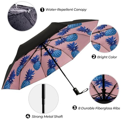 LLanxiry Compact Travel Umbrella, Windproof Automatic Umbrellas for Rain - color: Pineapple (Auto), size: 44 Inch