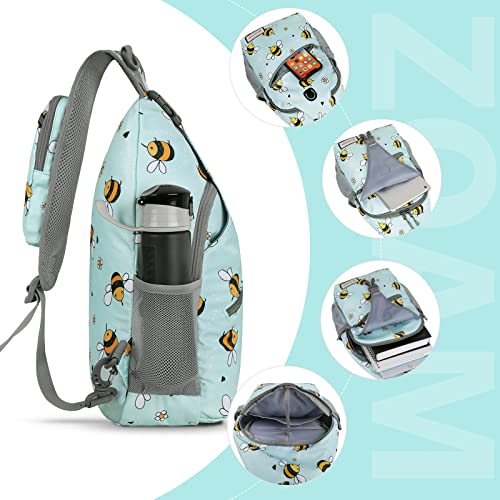 ZOMAKE Sling Bag,Small Crossbody Sling Backpack Shoulder Daypack for Travel - color: Bee Blue, size: 8L