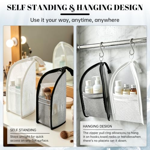 2 Pack Standing Toiletry Bag, Waterproof EVA Travel Organizer Black & White