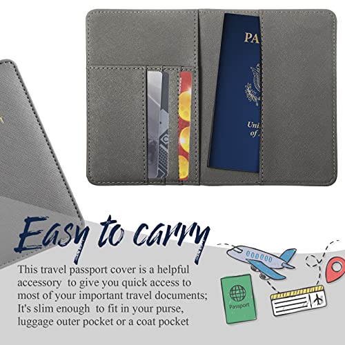 Frienda 2 Pcs Passport Holder Covers Waterproof Leather - color: Gray and Pink