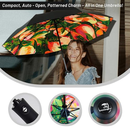 SY COMPACT Travel Umbrella - Windproof Automatic Compact Umbrellas for Rain - color: UPF-Peach