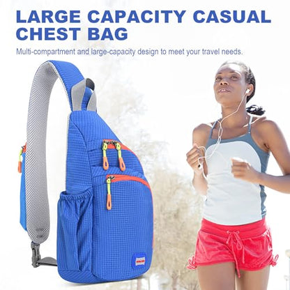 Peicees Small Sling Backpack Waterproof Unisex Shoulder Bag Chest Crossbody Daypack - color: Blue, size: Medium