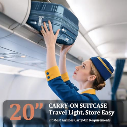 TRAVELEO Expandable Carry-On 4 Piece Luggage Set Built-in TSA Lock - color: Peacock Blue, size: Carry On Set (14in/20in/DB/TB)