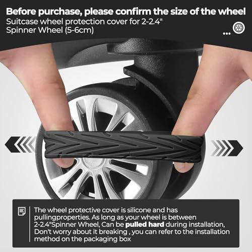 8Pcs Upgrade Luggage Wheel Covers, Travel Accessories (Black) - color: Black