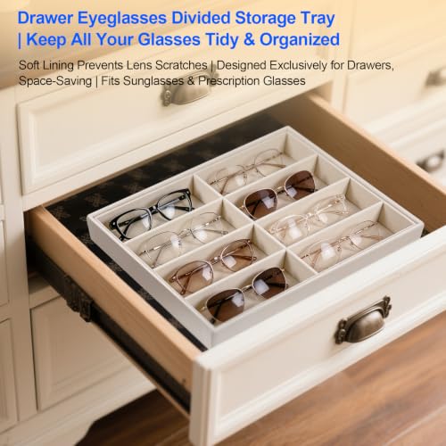 Velvet Sunglass Tray, Suitable For Dresser And Drawer, Beige - color: Beige