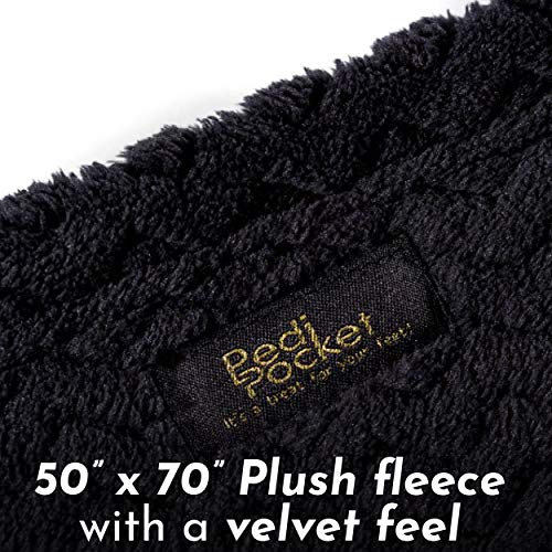 PediPocket Original Patented 50"x70" Ravishing Raven Plush Fleece Blanket - color: Ravishing Raven