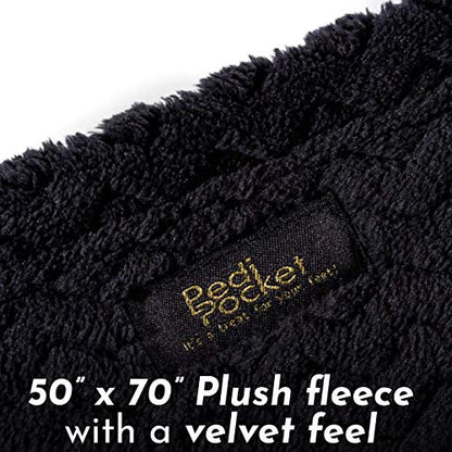 PediPocket Original Patented 50"x70" Ravishing Raven Plush Fleece Blanket - color: Ravishing Raven