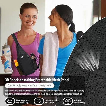Peicees Small Sling Bag Backpack Crossbody Gym Bag Chest Daypack, Black - color: Black