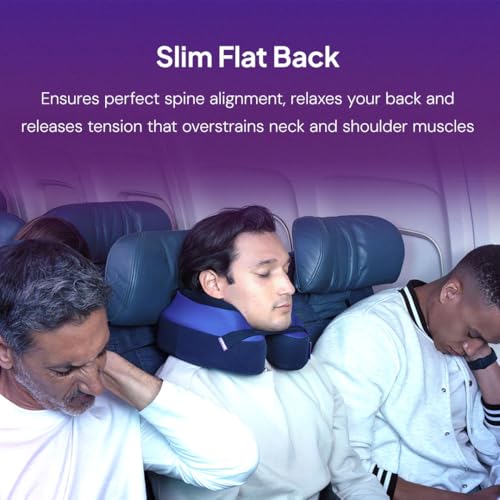 Cabeau TNE S3 Deluxe Luxury Travel Neck Pillow for Airplanes with Patented Seat Strap and Head Hold Technology (Blue) - color: Blue