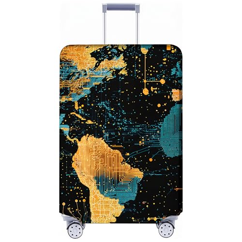 Luggage Covers for Suitcase Tsa Approved, Suitcase Covers Protector Elastic Fit for 24-26 Inch Luggage - color: Blue Yellow
