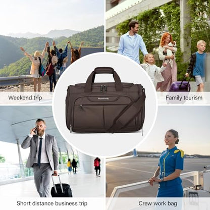 Hanke Small Underseat Carry On Luggage Bags for Travel with 10 Pockets. - color: Coffee, size: Underseat Carry-On