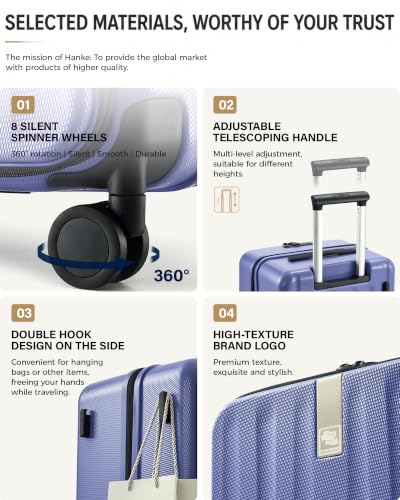 Hanke 24 Inch Top Opening Expandable PC Checked Luggage with TSA Lock,81L - color: Deep Space Purple, size: 24 Inch