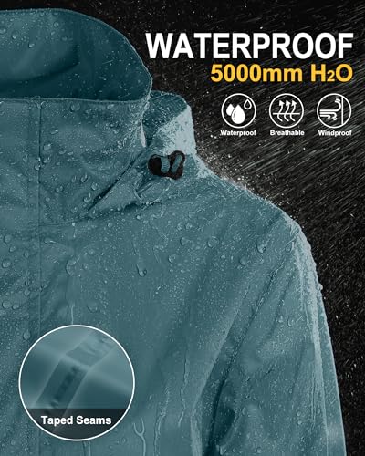33,000ft Women's Rain Jacket Waterproof Lightweight Packable Raincoat - color: Denim Blue, size: Medium