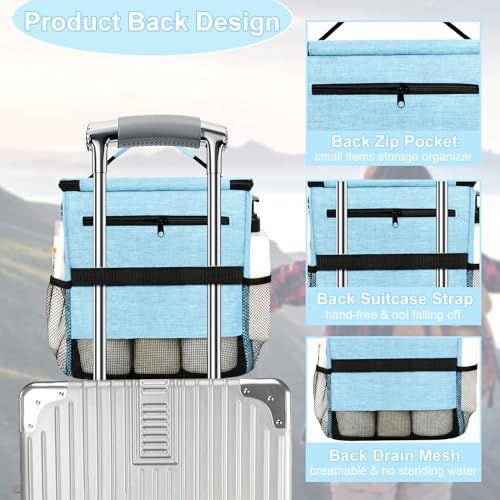 Attmu Mesh Shower Caddy Portable for Dorm Room Essentials, Shower Tote Bag - color: Dusty Blue