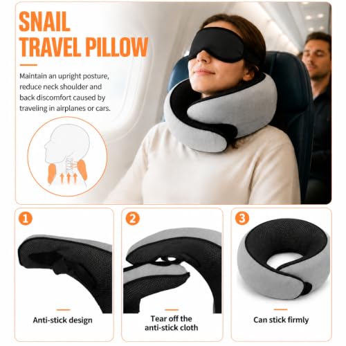 Travel Neck Pillow, Pure Memory Foam Ergonomic 360° Neck Support Gray