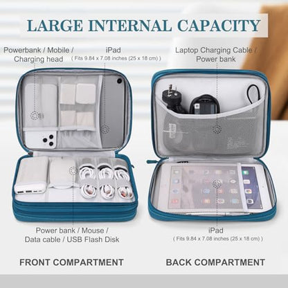 FYY Electronic Organizer, Travel Tech Pouch Bag, Extra Large, Dark Green - color: Dark Green, size: 10.8 x 8 x 3.15 inches