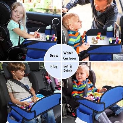 Car Seat Tray,Toddler Road Trip Essentials With Drawing Kit - color: Navy Blue