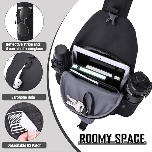 DEYACE Mens Sling Bag, Water-Resistant Large Shoulder Bag Small Single Strap Backpack Cross body Bag for Men